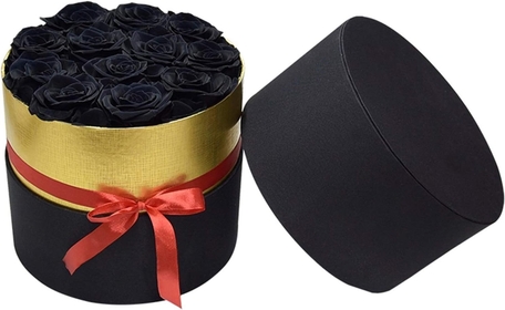 Preserved Roses in A Box Eternal Roses Flower 12 Real Roses Handmade Gifts for Her Valentine's Day Mother's Day Wedding Christmas Anniversary (Color : Black)