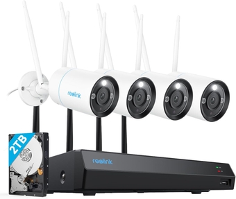 4K Wireless Security Camera System, 4pcs Outdoor 4K/8MP Plug-in WiFi 6 Cameras, Color Night Vision, Person/Vehicle/Animal Detection, 12CH WiFi NVR with 2TB HDD, RLK12-800WB4