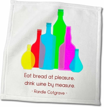Colorful Bottles on White. Cotgrave Quote Drink Wine by Measure - Towels (twl-281310-3)