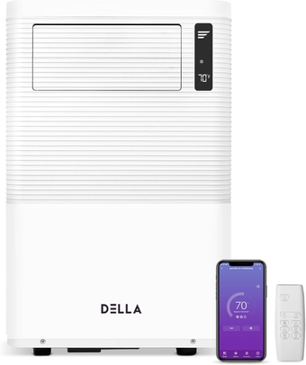 DELLA 11000 BTU Smart WiFi Enabled Portable Air Conditioner, Freestanding Electric Auto Swing Fan Dehumidifier AC Unit with Remote Control, Window Kit Cools Up To 600 Sq. Ft.