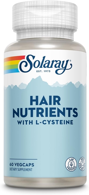 Solaray Hair Nutrients with L-Cysteine - Hair Vitamins with Biotin for Hair Growth Support - Hair Skin and Nails Vitamins for Women and Men - Lab Verified, 60-Day Guarantee - 30 Servings, 60 VegCaps