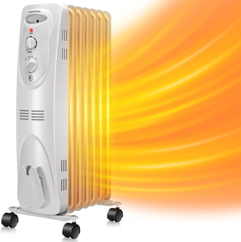 1500W Oil Heater 7-Fin Safe Heat, 3 Heat Setting Space Heater Adjustable Thermostat, Overheat & Tip-Over Protection, Heat Up 250 Square Feet, Quiet Oil Filled Radiator Heater for Indoor Use