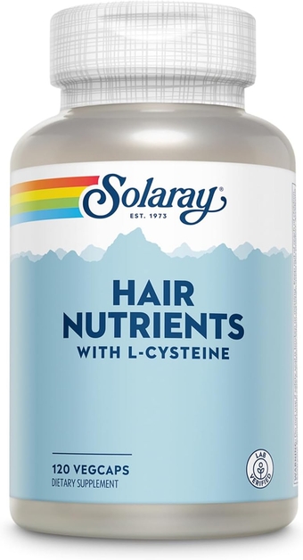 Solaray Hair Nutrients with L-Cysteine - Hair Vitamins with Biotin for Hair Growth Support - Hair Skin and Nails Vitamins for Women and Men - Lab Verified, 60-Day Guarantee - 60 Servings, 120 VegCaps