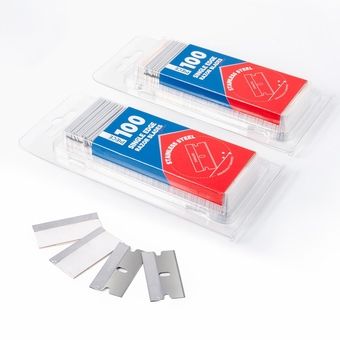 200PCS Single Edge Razor Blades, Individually Wrapped Stainless Steel Razor Blades for Scraper Tools, Suitable for Removing Labels, Decals, Stickers, Gasket, Silver