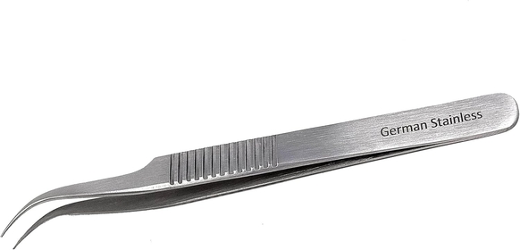- Precision Plucking Tool Strong Curved Slant Micro Point Tip Tweezer - Precision Travel Tweezers for Eyebrow grooming, Removing Facial & Ingrown Hair, Splinters - Stainless Steel - 4.5 Inch