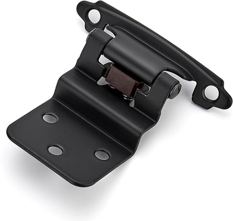 60 Packs (30 Pairs) 3/8" Inset Matte Black Cabinet Hinge, Self Closing Hinges for Kitchen/Bathroom/Furniture Cabinets & Doors. Decorative Hardware with Door Bumper.