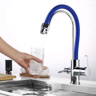 Kitchen Tap Flexible Faucet Kitchen Mixer with Silicone Hose Kitchen Mixer Faucet with 2 Modes Extractable Handheld Shower, Direct Drinking Water Channel with Independent Water pur