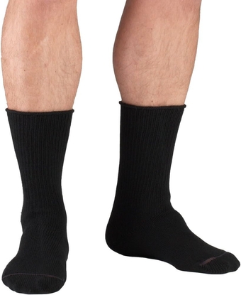 1914, Men's Comfort Care Socks, Casual Style, Soft Knit, Crew Length, Black, X-Large