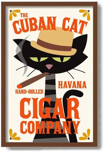 Wall Art Print Cigar s, Black Cat Art, Cigar Poster, Key West Florida, Cigar Bar, Cat Lover For Man, Cigar Smoker, Poker Room, Man Cave Wall Art 11x17 Inches