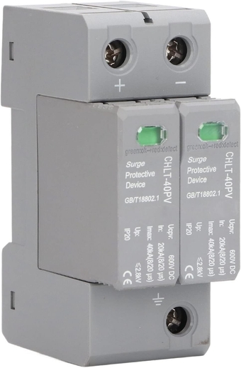 2P Photovoltaic Protective Device DC 600V Arrester Device, 36mm Rail Mounting, Protector