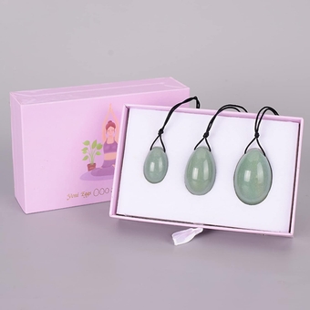 Yoni Egg Set Massage Yoni Egg Natural Jade Ball Set Drill Crystal Wand Mineral Stone Kegel Exercise Tool Pelvic Floor Muscle for Woman,3 Pcs and Box