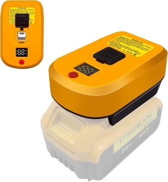 65W USB Battery Adapter for Dewalt 20V 60V Battery, Fast Charger for Dewalt Battery with Type-C Port and USB Port, Reverse USB Charger Adapter for Dewalt 20v& LCD Display
