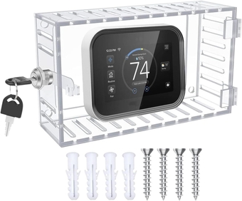 Universal Thermostat Lock Box with Key | Thermostat Cover | Universal Thermostat Guard | Clear Large Thermostat Cover for Thermostat on Wall, 20x12x5.7cm