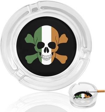 Ireland Flag Skull Ash Tray Portable Modern Desktop Glass Cigarettes Ashtrays Decor for Home Office