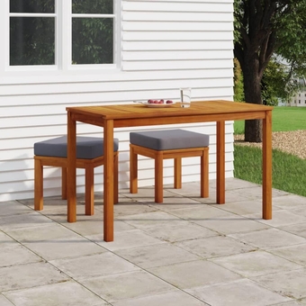 3 Piece Patio Dining Set with Cushions Solid Wood Acacia Garden Table and Chairs for Outdoor, Backyard, Balcony, Lawn Furniture Style B