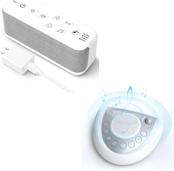 Rechargeable White Noise Machine for Adults (White) +Portable Sound Machine for Sleeping (Silver)