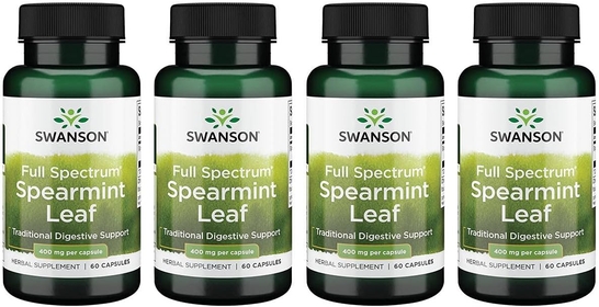 Spearmint Leaf (Mentha Spicata)-Full Spectrum Herbal Supplement Supporting Digestive Health '&' Mild Stomach Issues - (60 Capsules, 400mg Each) 4 Pack