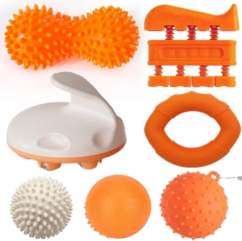 Hand Trainer & Foot Massage Set -Best Gifts, Foot Massage Roller, Spiky Massage Ball, Massage Lacrosse Ball, Steel Ball Massager, Hand Grip Strengthener, Finger Exerciser, Stress Relief Ball
