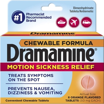 Motion Sickness Relief Chewable Tablets, Orange Flavored, 8 Count (Pack of 2) DkT&Zr
