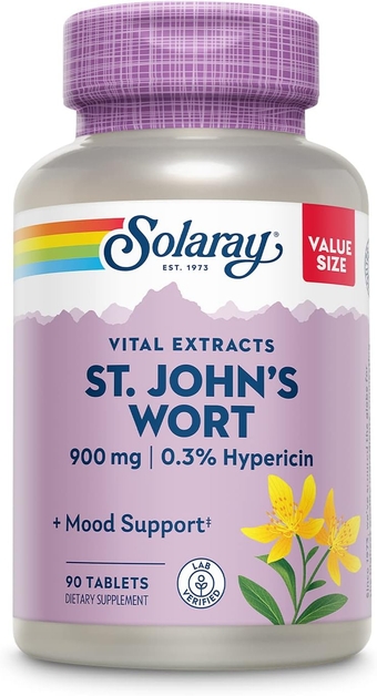 St. Johns Wort Aerial Extract One Daily 900mg | Standardized w/ 0.3% Hypericin for Mood Stability | Non-GMO | 90 Servings | 90 Tablets