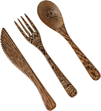 1 Set 3pcs Log Fork Spoon Travel Spoon Fork Salad Utensils Wood Salad Spoon and Fork Wood Spoon and Fork Mini Tasting Spoon Small Wooden Spoon Wooden Utensils Child Portable