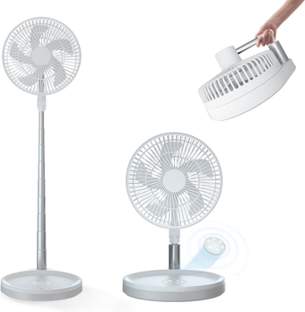 Portable Fan,10" Foldable Oscillating Standing Fan 10000mAh Rechargeable Quite Cordless Fan with 4 speed Remote LED Light Timer for Home, Travel, Camping