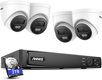 H800 4K PoE Security Camera System with Audio Recording, 8 Channel 4K H.265+ NVR with 4Pcs 8MP IP Turret Cameras, Wide-Angle, IP67 Weatherproof, 100 FT EXIR Night Vision with Smart IR, 2TB HDD