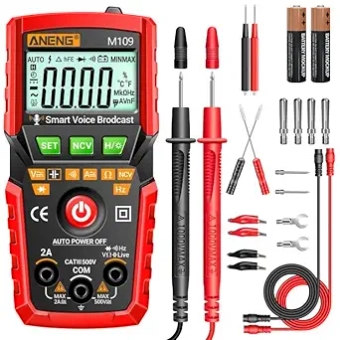 Pocket Multimeter Voice Broadcast Electrical Tester 4000Counts Ohm meter for AC/DC Voltage,Current,NCV,Resistance,Continuity,Capacitance,Diodes,Temperature Meansurement,Volt Meter for Automotive