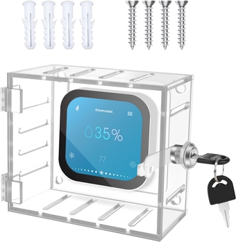 Thermostat Cover With Lock, Thermostat Lock Box With Key, Clear Thermostat Guard for Wall, Universal Thermostat Lock Box for Thermostats 4.72" x 4.44" x 1.77" Or Smaller