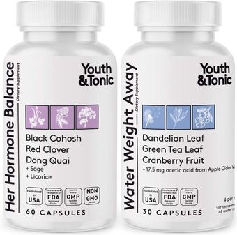 &  Water Weight Loss Pills for Women for Hormonal Changes During PMS & Menopause – Swelling, Bloating and Hormone Balance – 90 Capsules
