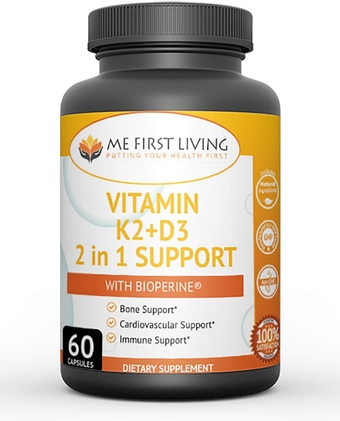 Vitamin K2 (MK7) with D3 Supplement Bone and Heart Health Non-GMO Formula 125 MCG Vitamin D3 & 100 MCG Vitamin K2 MK-7 Easy to Swallow Vitamin D & K Complex with Calcium