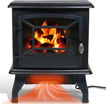 Electric Fireplace Heater, 20" Indoor Fireplace Stove with Thermostat & Realistic Flame Effect, 1500W Freestanding Portable Space Heater, Overheat Auto Shut Off Safety Function, CSA Certified