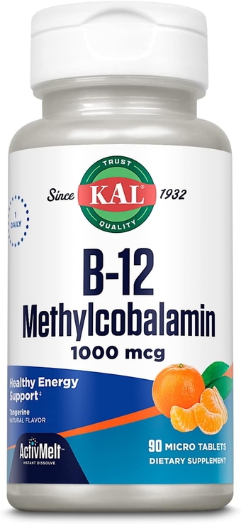 Vitamin B12 Methylcobalamin 1000mcg, Healthy Energy, Metabolism, Nerve & Red Blood Cell Support,* Fast Dissolve ActivMelt, Optimal Absorption, Natural Tangerine Flavor, 90 Servings, 90 Micro Tabs