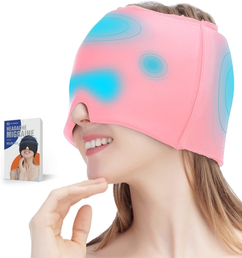Migraine Relief Cap(Double Pack of About 666g) can be Cold hot Compress, Physical Headache Relief Cap, migraine ice Head Pack ice Pack for Tension sinusitis Swelling Cooling Eye mask (Pink)