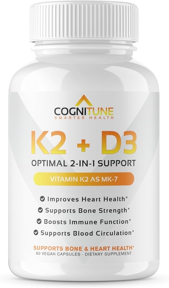 Vitamin D3 5000 IU with Vitamin K2 (MK7) Supplement - Premium Immune, Heart & Bone Health Capsules - Vitamin K2 D3 Complex with 5000 IU of Vitamin D3 & 90 mcg of Vitamin K2 mk7-60 Count