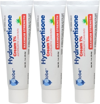 (3 Pack)  Hydrocortisone Maximum Strength Cream 1% w/ Aloe, Anti-Itch Cream for Redness, Swelling, Itching, Rash, Bug/Mosquito Bites, Eczema, Hemorrhoids & More