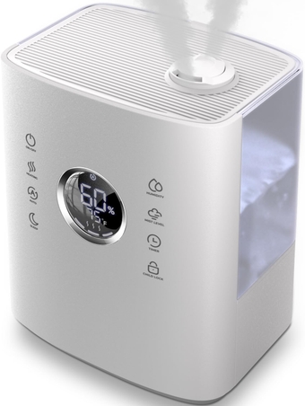 Humidifiers for Bedroom Large Room, 6.5L Top-Fill Warm & Cool 360° Rotatable Mist Ultrasonic Humidifier for Plants Baby Kids, Vaporizer (Distilled Sterilization) Essential Oil, Auto Sleep Mode