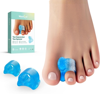 Gel Toe Spacers for Overlapping Toes - 8 Pack Toe Separator for Bunions, Big Toe Alignment, Crooked Toes, Bunion Corrector for Men and Women (Blue)