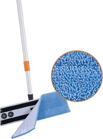 Miracle Mop Set Microfiber Flat Mop Wet and Dust Mop Best Mop for Vinyl Plank, Hardwood, Laminate, Tile Flooring, Wall, with Aluminum Telescopic Handle, and Velcro Microfiber Mop Pad, Grey