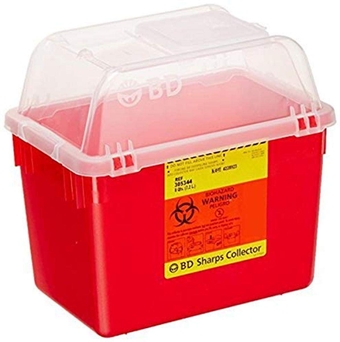 Becton Dickinson 305344 Red Multi-Use Nestable Collector with Regular Funnel Clear Top, 8qt Capacity (Case of 24)