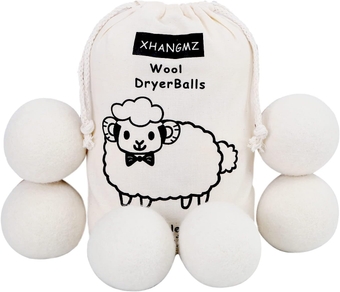 Wool Dryer Balls  6 Pack XL Laundry Balls,New Zealand Wool Natural Organic Fabric,Baby Safe Without Chemical Additives,Clothing Anti Winding,Anti Static,Reusable,Saves Drying Time.