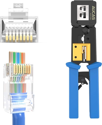 RJ45 Pass Through Crimp Tool Cat6 Cable Ends and Crimper, Wire Stripper, Wire Cutter Plier,Network Tool Kits