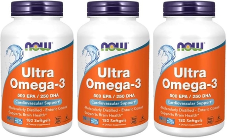 , (3 Pack) Ultra Omega-3, 500 EPA/250 DHA, 180 Softgels