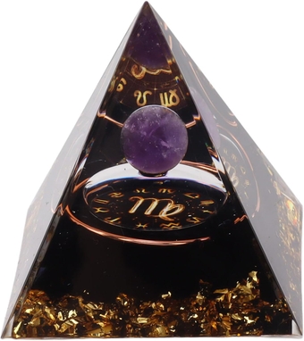 5cm Orgonite Pyramids Real Crystal, Crystal Pyramid Energy Generator, Handmade Orgone Pyramid for Reduce Stress Yoga (Virgo)