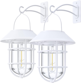 Solar Lantern Hanging Solar Lights, Metal Waterproof Solar Lights Outdoor with Hooks, Garden Lights Decorative for Patio Porch Yard Fence…