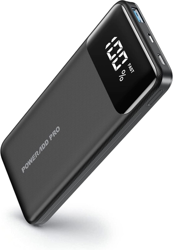 POWERΛDD  Portable Charger, USB C 10000mAh Power Bank LED Display PD 20W Fast Charging External Battery Pack Compatible with iPhone 14 13 12 11 Samsung S21 S20 Google LG iPad, etc. - Black