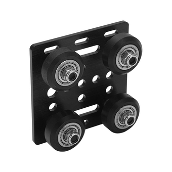 V Style Slot Support Plate, V Wheel Plate Pulley Kit 2020V Aluminum Alloy Low Friction V Style with Black Wheel for CNC, Deep Groove Bearings