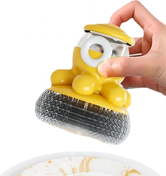 Dish Brush with Soap Dispenser Wall Mount, Steel Wool Scrubber Pads Brush for Dishes, Stainless Steel Scrubber Dish Scrubber Brush, Dish Cleaning Brush Soap Dispensing Brush