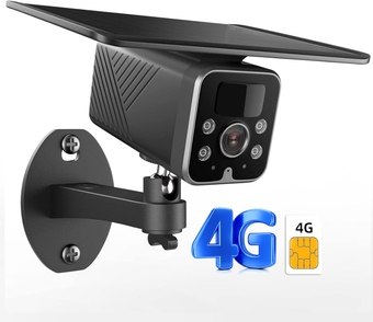 4G LTE Security Camera, No WiFi Needed, Solar Powered Cellular Camera with Spotlight, Rechargeable Battery, AI Motion Detection, Color Night Vision, 2-Way Audio, Cloud/SD Card Storage