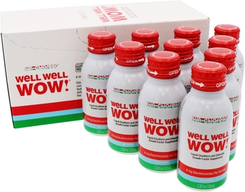 Well Well Wow! Natural Supplement Drinks Powerful Whole Body Boosting Stamina, Immune Health, Stress & Mood Support & Recovery - Adaptogen & Green Microalgae Superfood - 10 Bottles